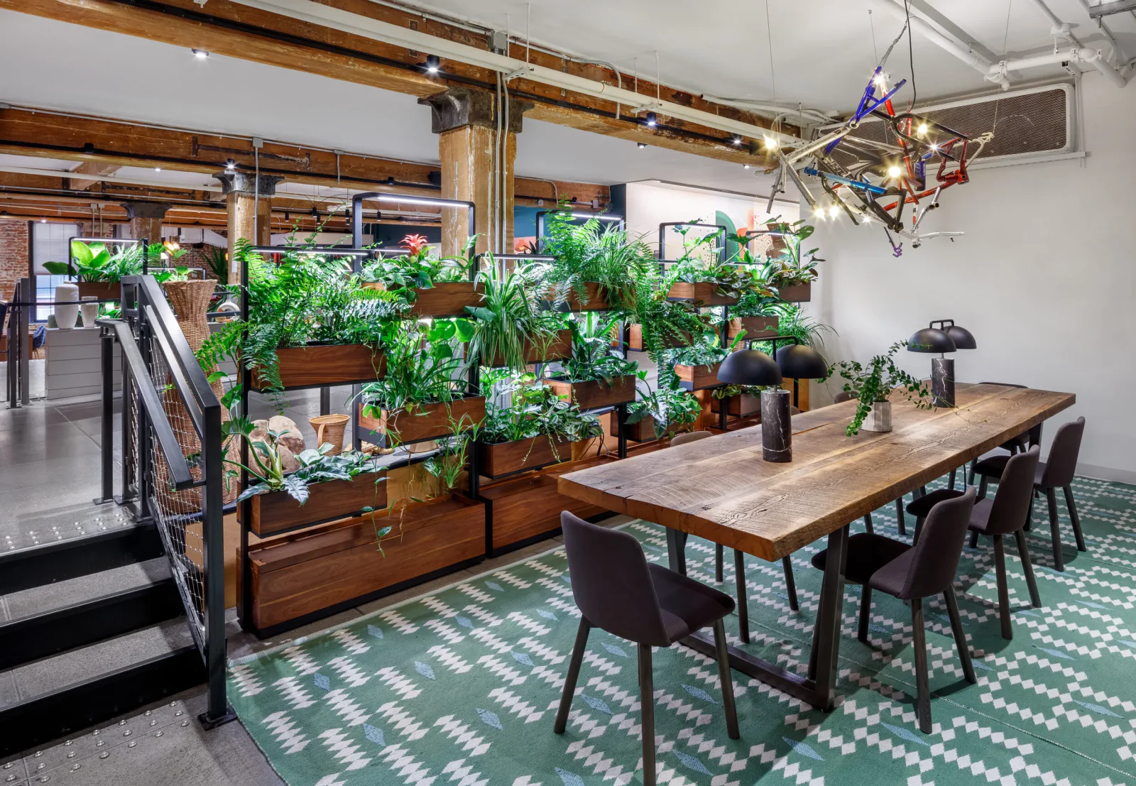 Green Divider installation detail at Chelsea Market showing plant wall and spatial separation