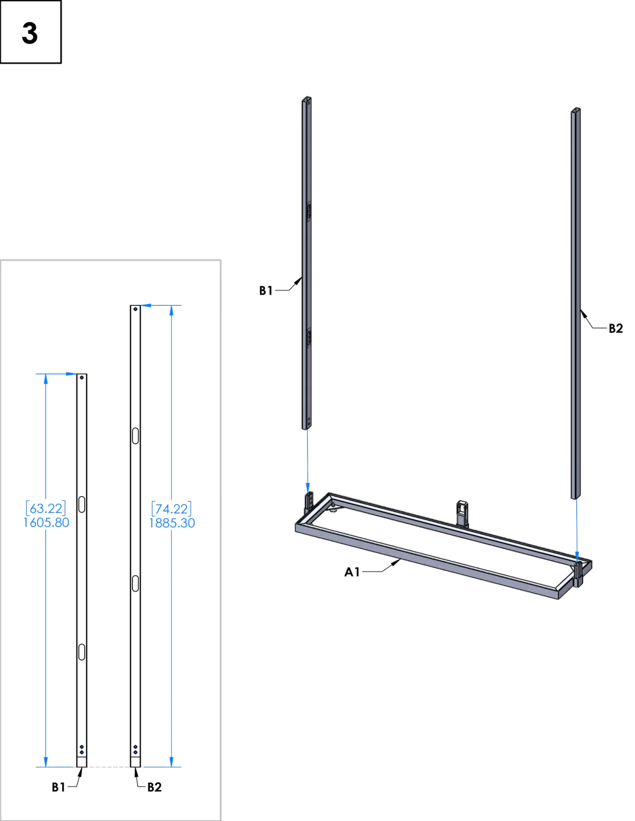 Green Divider frame assembly step 3
