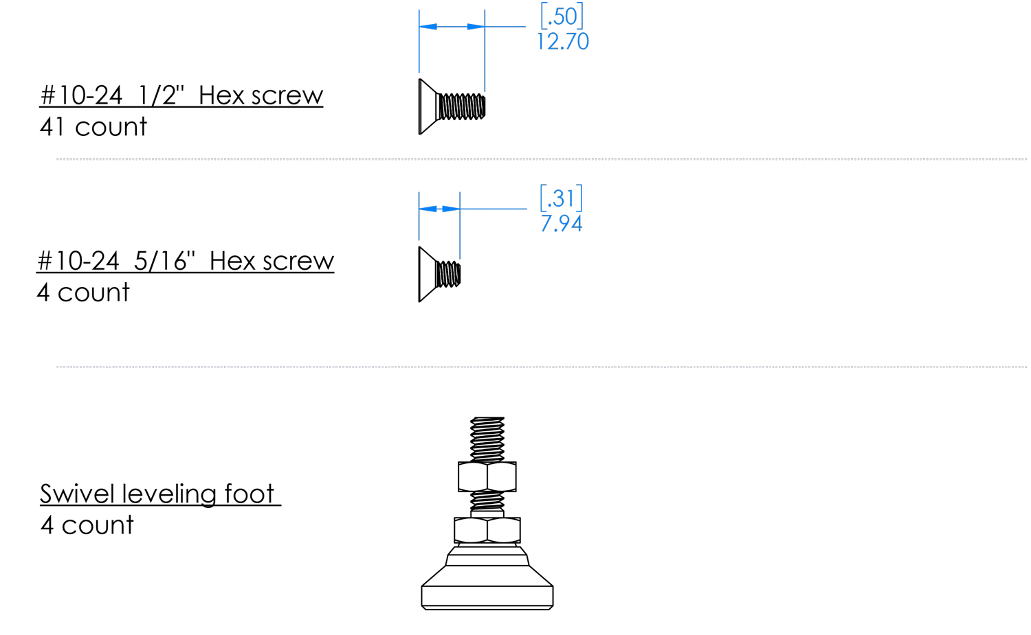 Green Divider hardware components