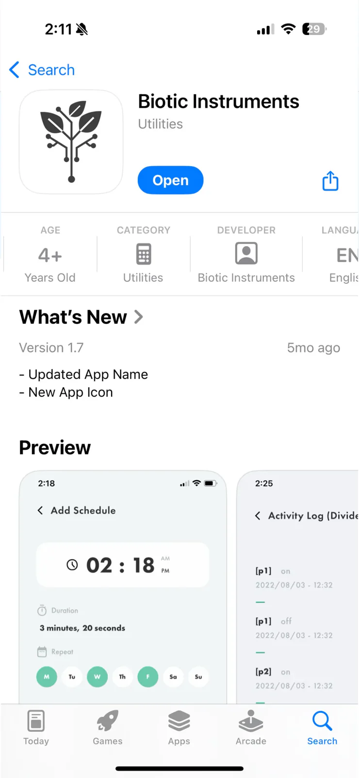 Biotic Instruments app in the App Store