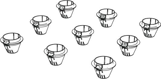 Line drawing of PhytoMat cups: conical cups that hold the wicking medium